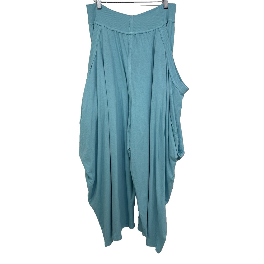 Free People Womens Summer Slumber Wide Leg Pants Large Aqua Blue Slouchy Comfort - Picture 2 of 9